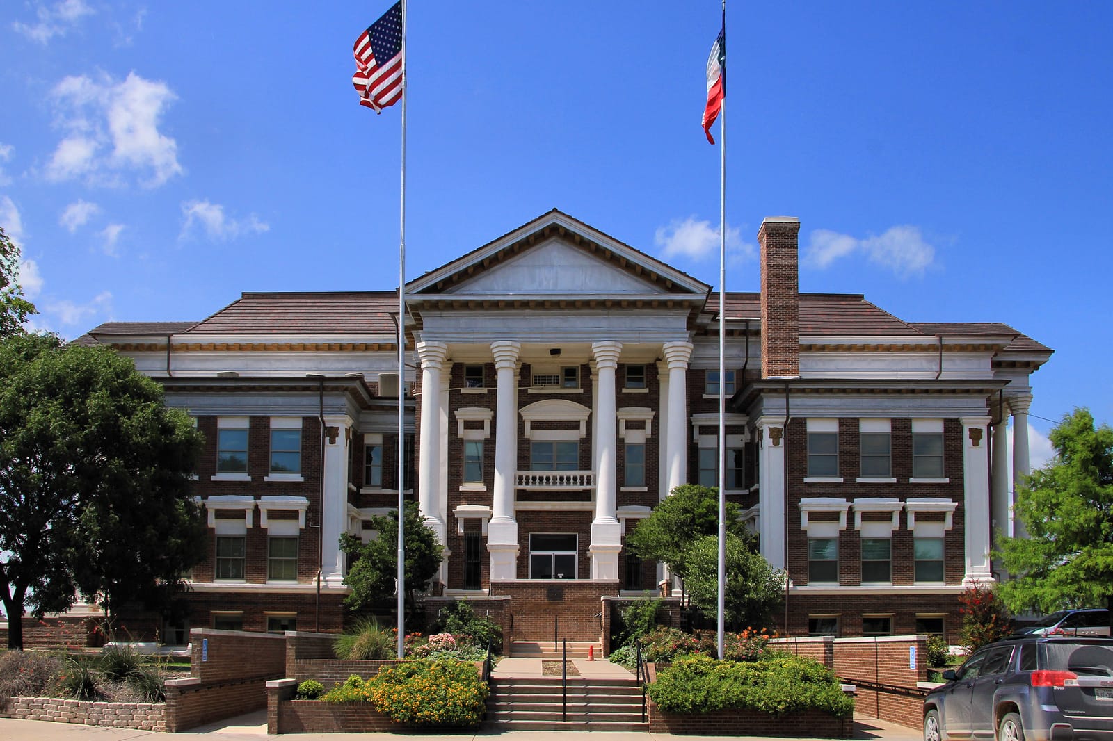 Montague County Courthouse in Montague, Texas — a three-story Classical Revival structure completed in 1913, seat of county government