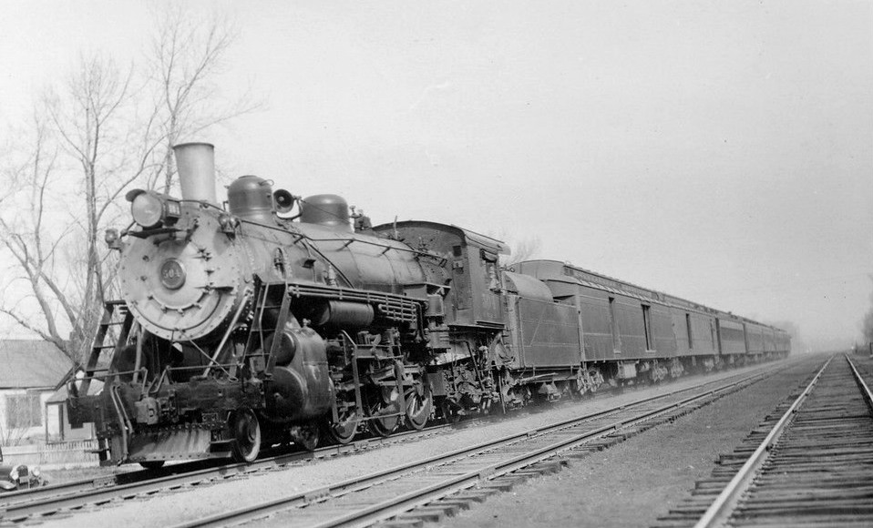Fort Worth and Denver Gulf Coast Special steam locomotive No. 504 in motion, north Texas, 1935
