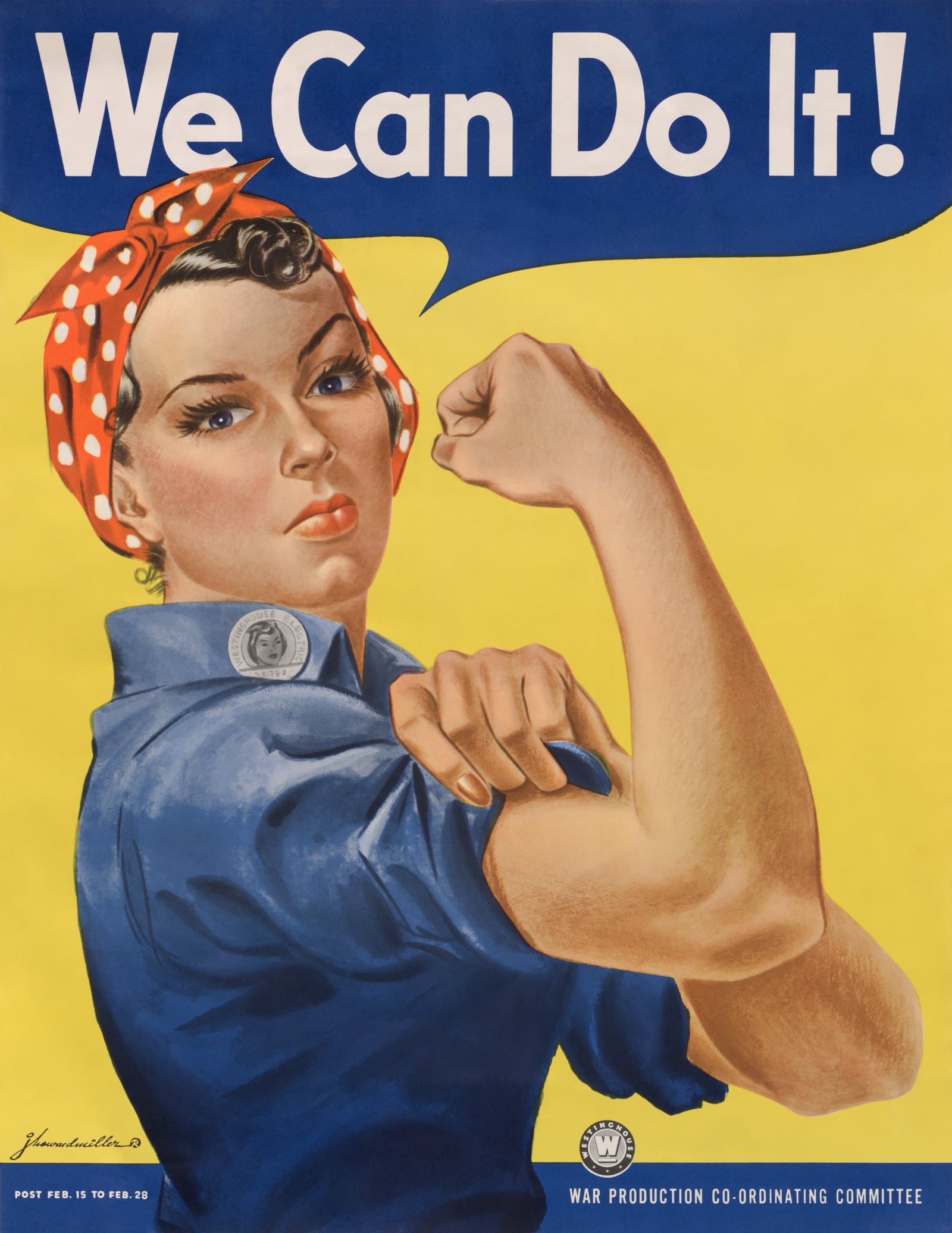 We Can Do It! WWII home-front poster by J. Howard Miller for the War Production Co-ordinating Committee, 1943