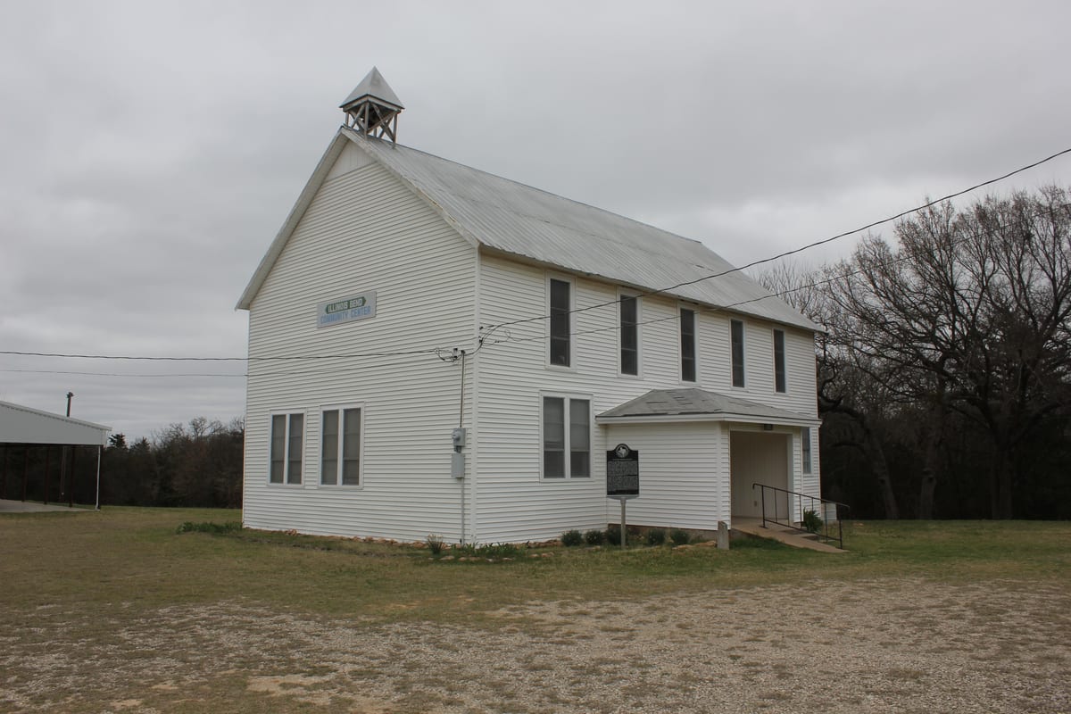 The historic Illinois Bend School building in Illinois Bend, Texas, the surviving anchor structure of the community