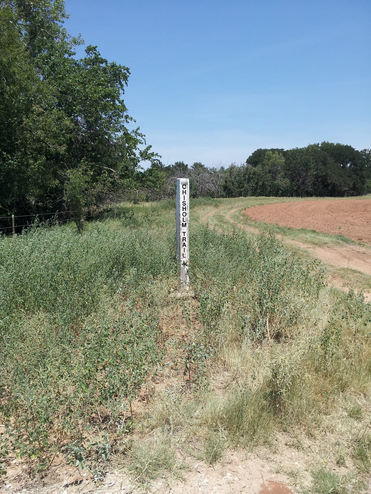 Historical marker for Red River Station, the last Chisholm Trail cattle-drive crossing in Texas, northwestern Montague County